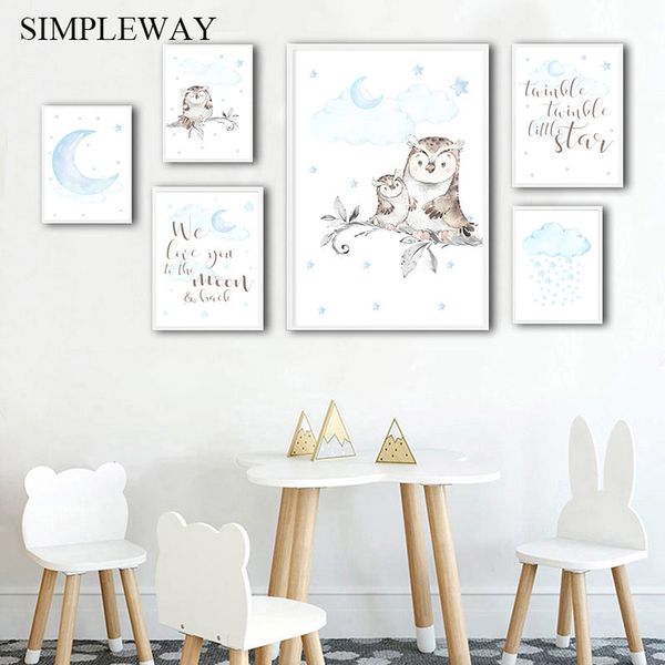 

wall art canvas painting nursery quotes child poster and print simplicity owl picture nordic kids boy pregnant bedroom decor