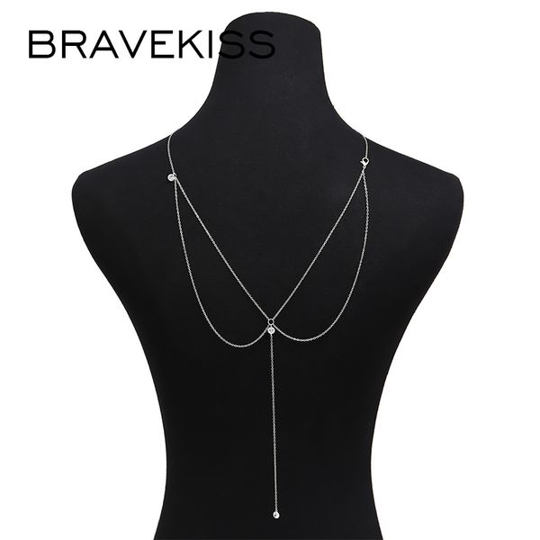 

bravekiss retro 2 color tassel neck back chain wedding necklace for women love pendant fashion jewelry accessories bpn1336, Silver