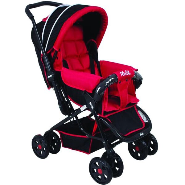 

two-way baby stroller red black