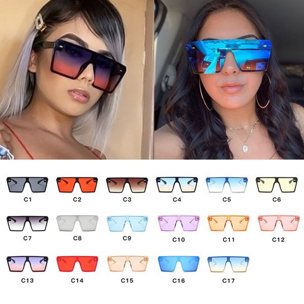 

brand oversized blue mirror sunglasses women men vintage wholesale shades for women one-piece sunglasses in bulk glasses female, White;black