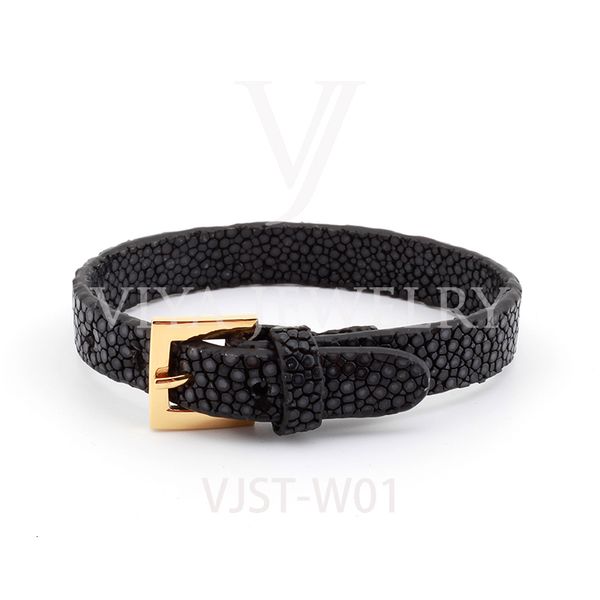 

fashion mens accessories silver stingray leather wide bracelet women bangle