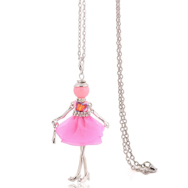 

lady crystal red big necklace long chain women pendant classic necklace design new punk jewelry lovely choker gifts, Silver