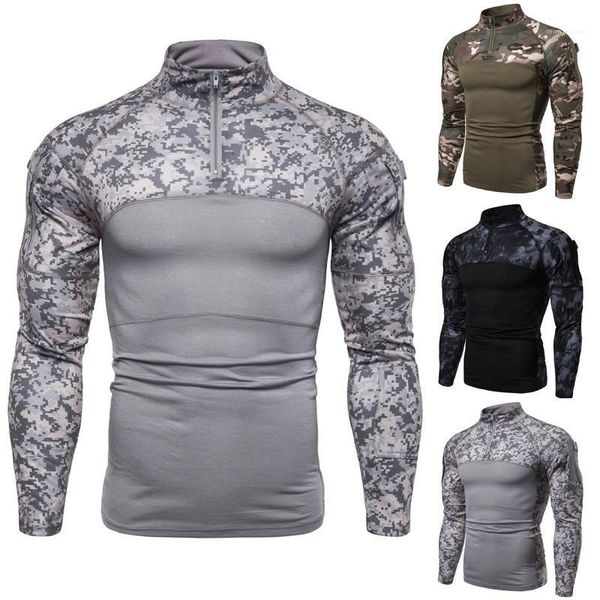 

panelled tshirts casual natural color long sleeve tshirts mens clothes active style mens tshirts fashion camouflage, White;black