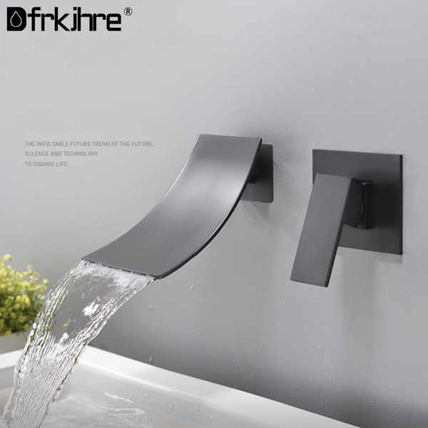 

bathroom sink faucets brass basin faucet black wall mount waterfall spout bath with single lever and cold water mixer tap