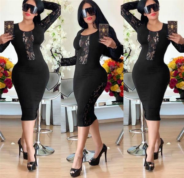 

panelled womens designer dresses casual females clothing lace panelled womens casual dresses slim floral lace, Black;gray