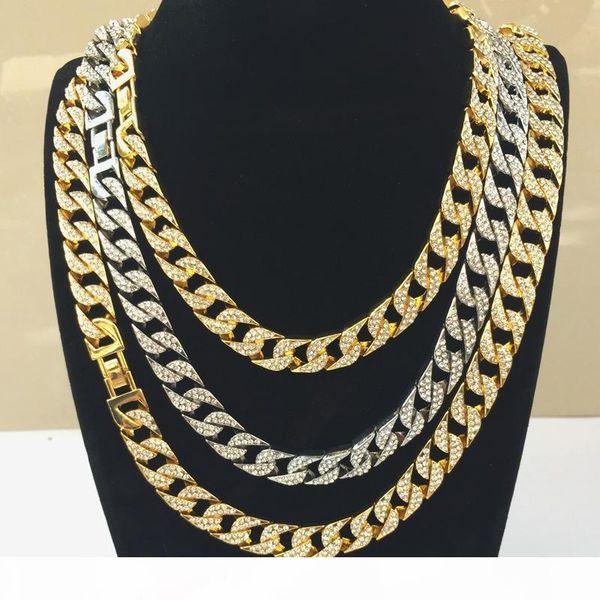 

manufacturers direct selling european and american cuban chain men's hip-hop necklace full of large gold chain hiphop necklace b, Silver