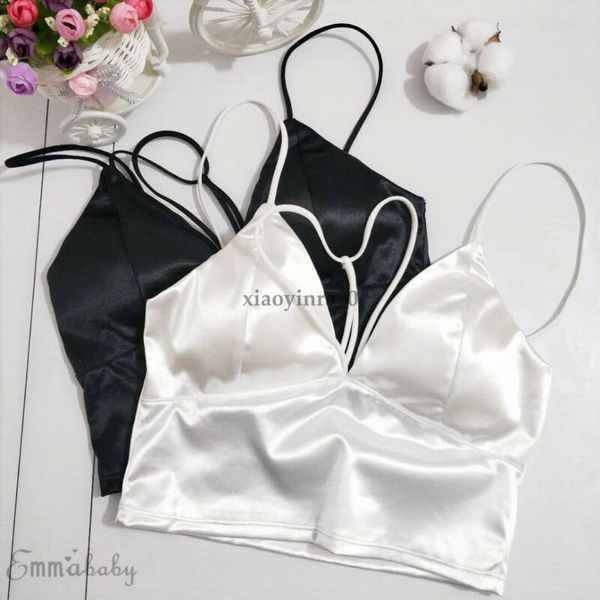 

camisoles & tanks women cami casual strap vests wrap chest underwear padded bra party club bustier backless bandage shirt, Black;white