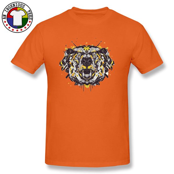 

circuit bear design t shirts summer shirt short sleeve animal printed on tshirt men's o neck orange yellow khaki tees