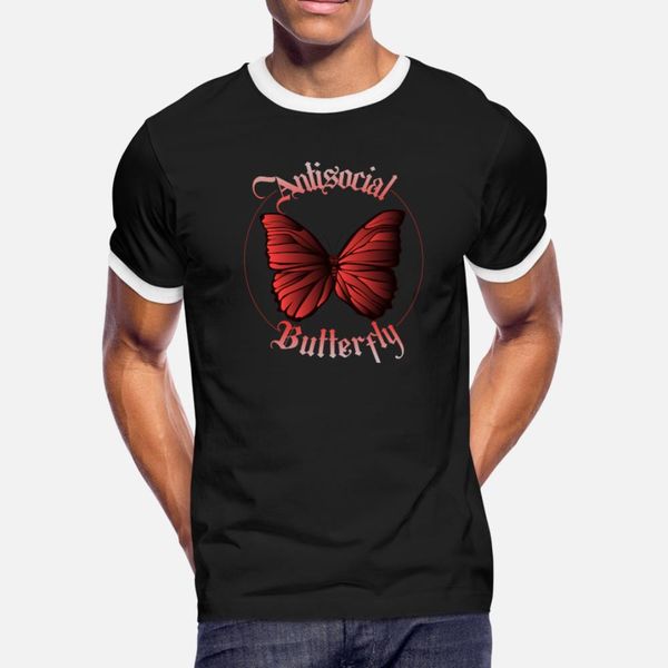 

antisocial butterfly skull goth lover t shirt men customize tee shirt s-xxxl gents anti-wrinkle new style spring original shirt