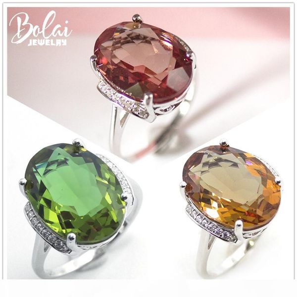 

bolai 18x13mm big diaspore cocktail ring 925 sterling silver color change gemstone zultanite fine rings jewelry for women 2019 ly191226, Slivery;golden