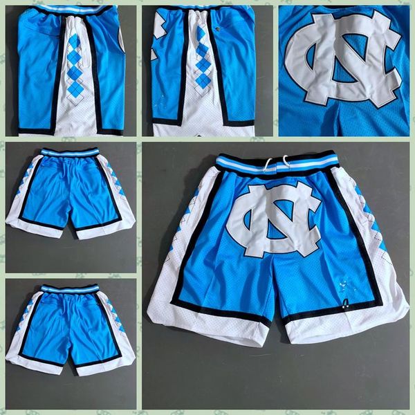 

mens just don pocket basketball shorts retro stitched ncaa blue white north carolina pocket shorts lining mesh sports pocket sweatpants1, Black;red