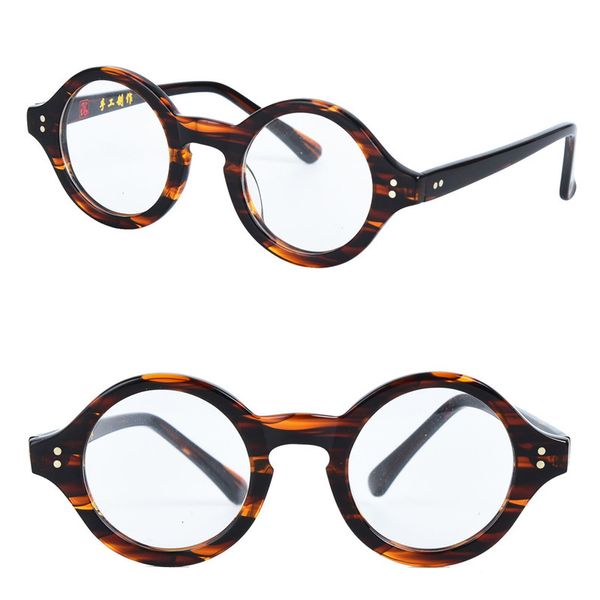 

women acetate small round leopard retro glasses frame fashion men retro handmade myopia optical glasses nx, Black