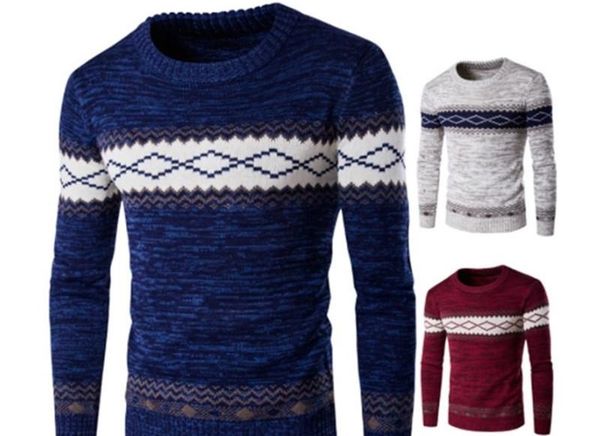

o neck long sleeve geometric mens sweater autumn pullover contrast color mens designer knit clothing man apparel, White;black