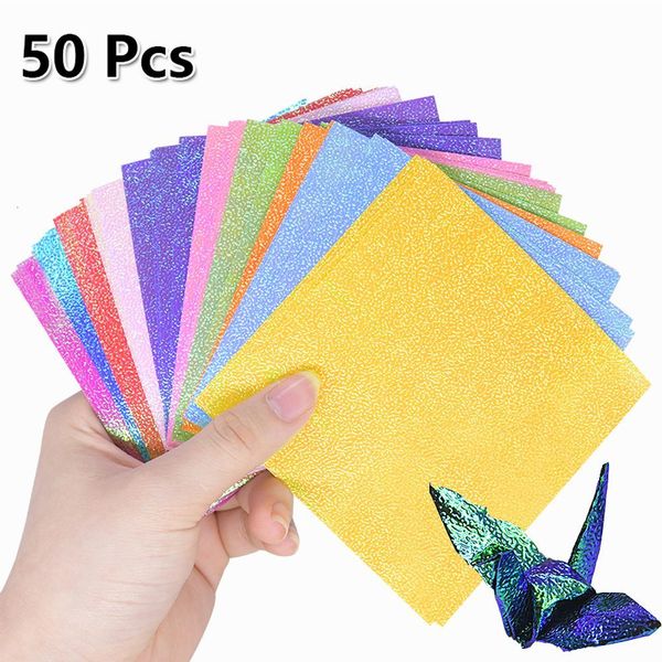 

50pcs/set square origami paper single side shining folding solid color papers kids handmade diy scrapbooking craft decoration