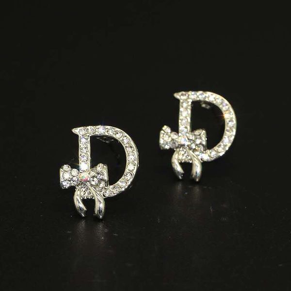 

2020 pairs lot a grade zircon studs gold plate golden big letter d earrings famous star lady earring stud e, Golden;silver