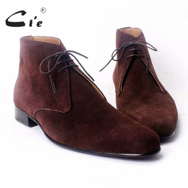 

boots cie calf leather suede bottom men boot plain toe gentleman causal dress shoes plus size handmade bespoke a78(6), Black