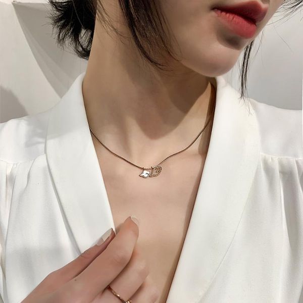 

xiaoboacc korea titanium steel clavicle chain necklace, Silver