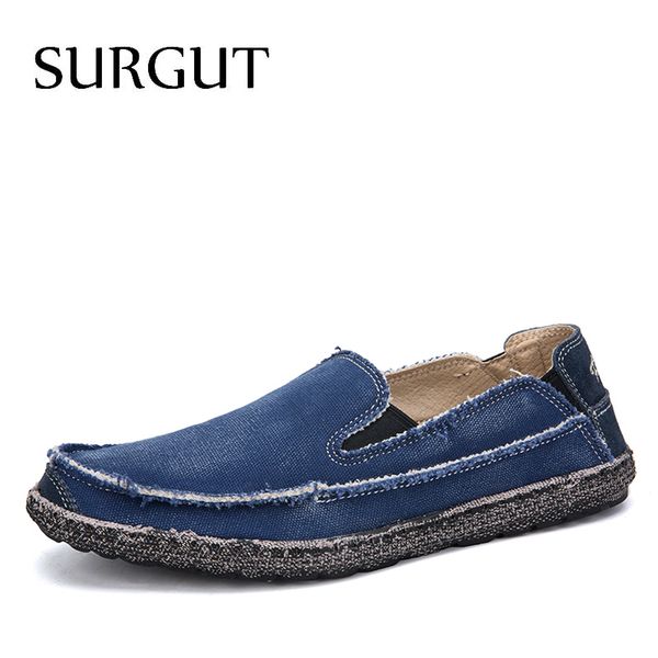 

surgut men canvas shoes breathable casual driving shoes slip easy to wear espadrilles men flat soft loafers big size 39~47, Black