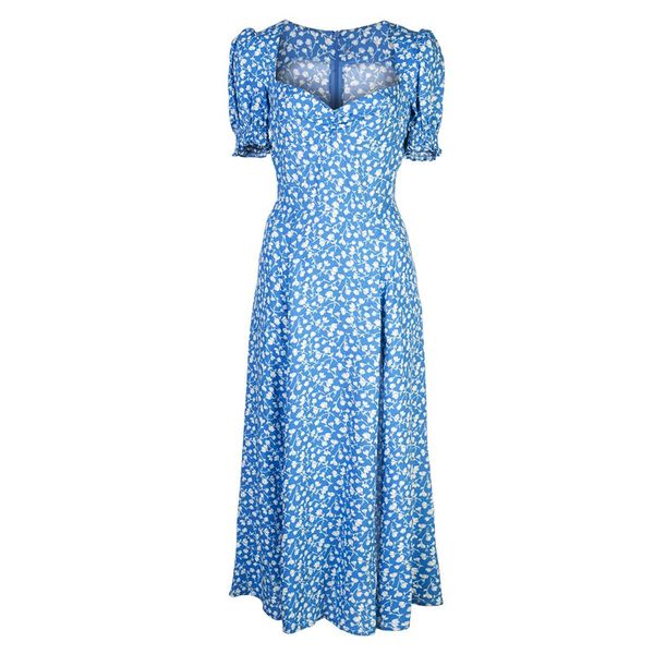 

женщины платье весна / лето 2020 мода площадь нового платья воротник ретро цветочные midi, White;black