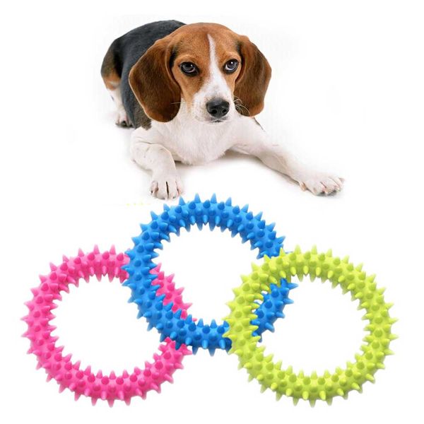 

pet toys dog biting ring toy soft molar rubber dog toy pet bite cleaning tooth toy pet educational toys multiple color dhl free