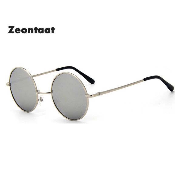 

2020 men and women silver lens round sunglasses retro vintage uv400 driving steampunk eyewear male small sun glasses gafas, White;black