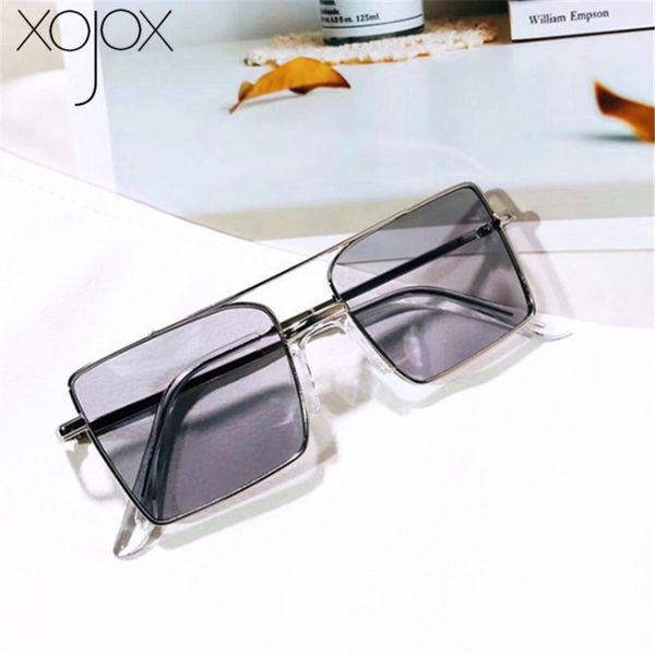 

xojox kids sunglasses child vintage square sun glasses cute double beam metal eyewear boys girls pink black uv400 goggles, White;black