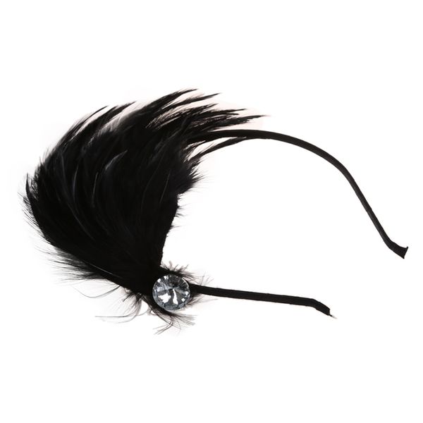 

black feather metal headband hair band fascinator lady fashion