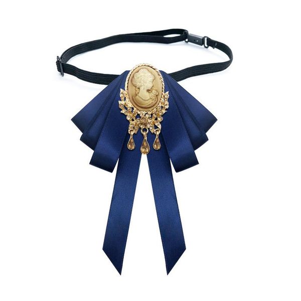 

vintage beauty head bowknot bow ties female brooch bow tie pins retro british college style girls women collar shirt accessories, Black;blue