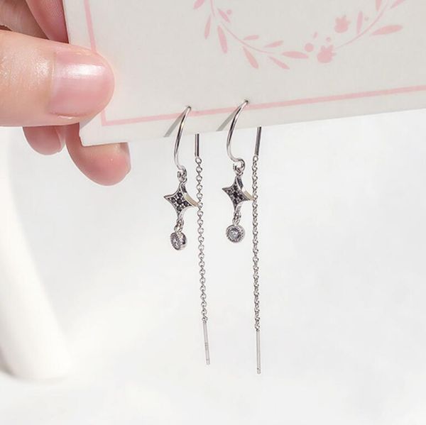 

jewelry s925 sterling silver earrings the four stars tassel zircon ear line earrings for women fashion