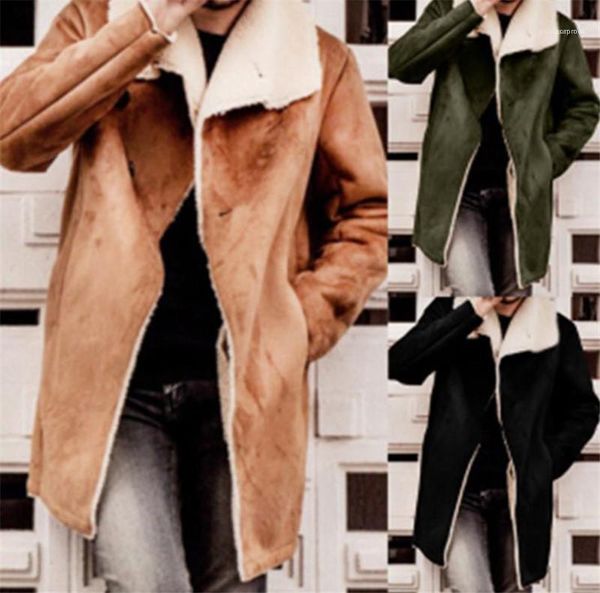 

lamb wool coats brand new mens coat winter mens designer coat fashion solid color warm faux, Black