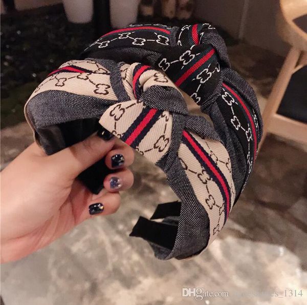 

korea autumn and winter new product network red g letter wide side of the ocean middle knotted bow headband hairpin hairpin hair accessories, Silver