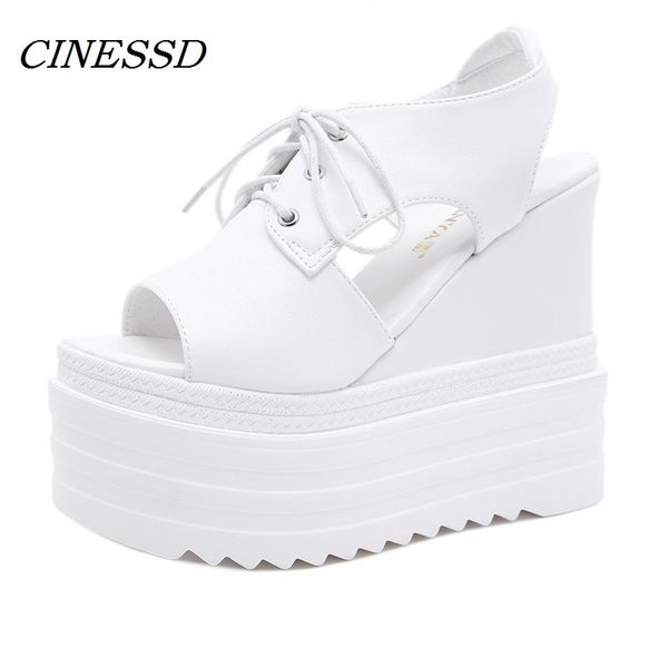 

korean-style platform elevator peep-toe sandals roman sequins 2020 summer new waterproof platform ultra-high heel women's shoes, Black