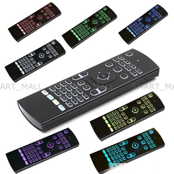

new 7 colors fly air mouse 2.4g mx3 wireless keyboard backlit with backlight 7 colors remote control for android tv box mxq x96 t95