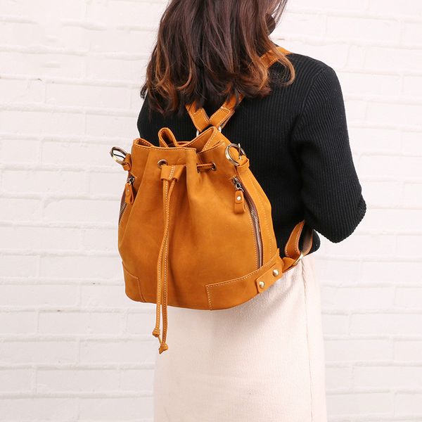 

vintage leather colorful patchwork women backpack zip casual shoulder bags genuine leather female school knapsack travel bags