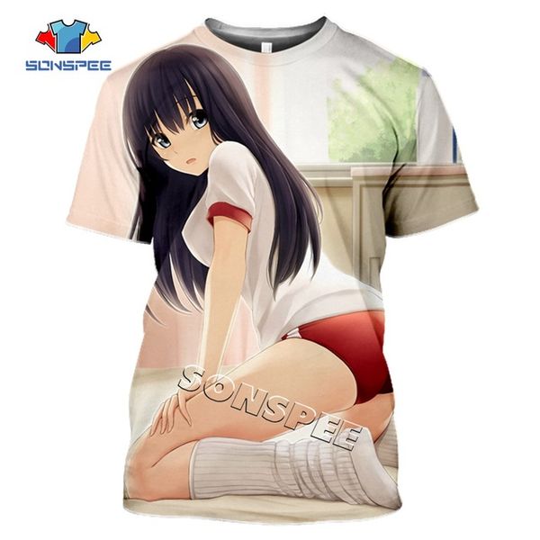 

anime girl men summer homme pullover 3d print shirts plus size hentai graphic men clothing