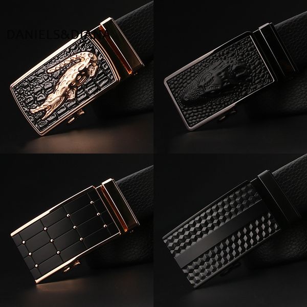 

leather belt men's leather automatic checkoff layer pure youth casual waistband men's middle-aged jeans, Black;brown