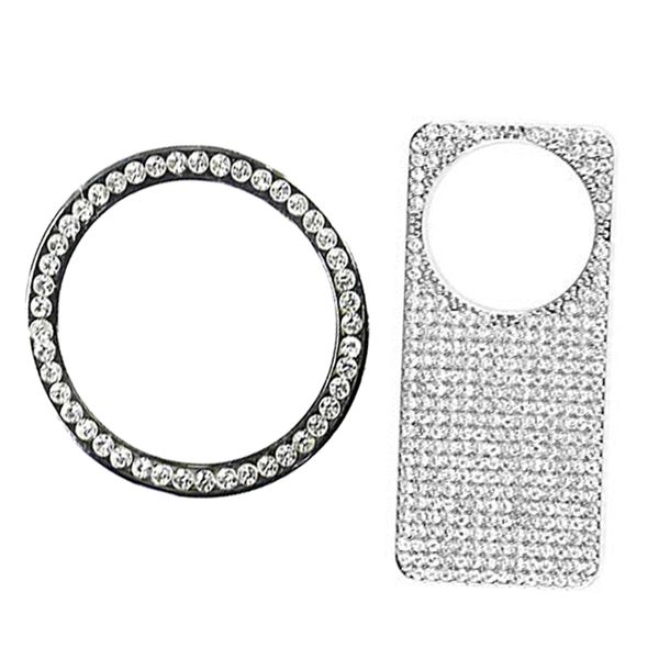 

1pcs copilot storage box switch handle sticker cover & 1pcs car start signition push key button outer ring