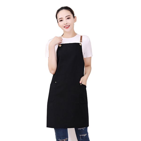 

bib kitchen apron chef adjustable strap with pockets cooking clothes waterproof