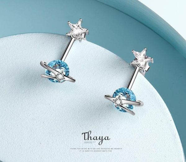 

thaya fantasy jewelry design earring 925 silver bohemia blue zircon earring for women special design fashion jewelry11, Golden;silver