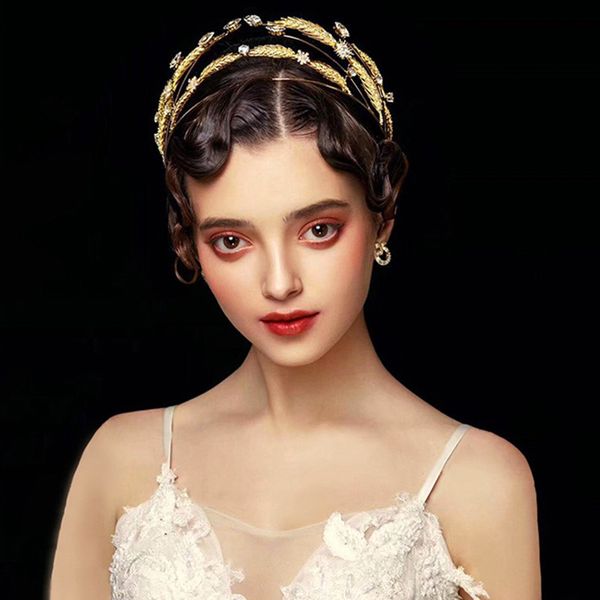 

new tiara gold wheat ear crystal bridal tiara wedding zirconia crown headdress jewelry headband wedding hair comb, Golden;silver
