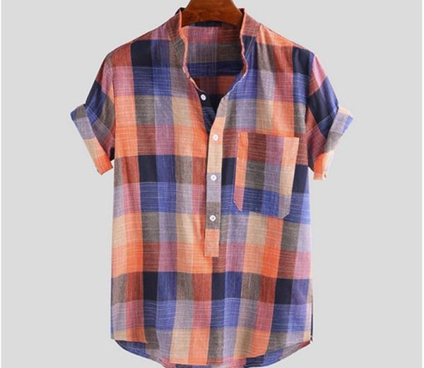 

sleeve single breasted polo shirts fashion city style mens clothing summer male designer tees plaid short, White;black