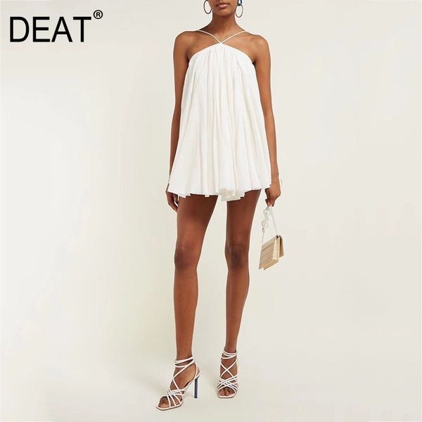 

deat 2020 new summer fashion women clothes long leg series a-lne backless white bandage mini dress female vestido wh60300l, Black;gray