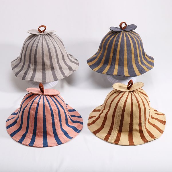 

summer cute baby bucket hat heart print baby girl sun hat outdoor kids children panama cap boys girls beach bonnet, Yellow