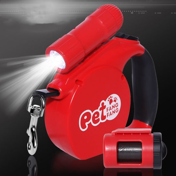 

4m automatic retractable dog leash with led light dog harness garbage bag pet supplies supplies pet cleaning accessories