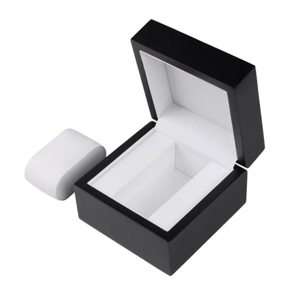 

men's single slot watch box wood wristwatch display case portable organizer, Black;blue