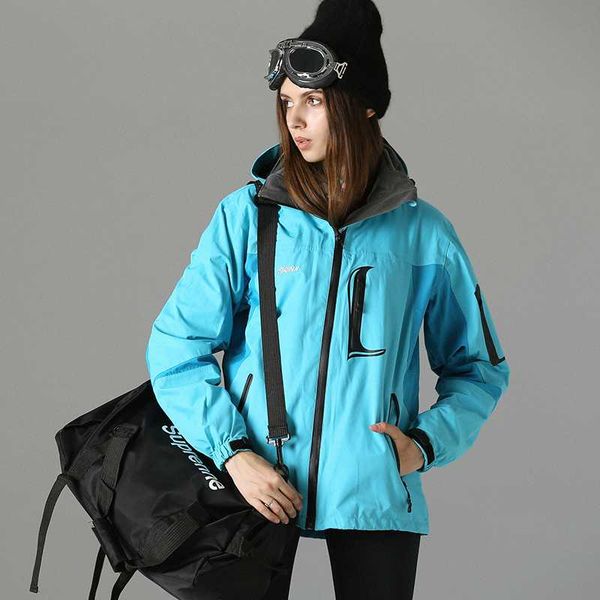 

women's leisure 2piece suit windbreaker softshell outdoor jacket water resistant climbing camping hiking fishing coats, Blue;black