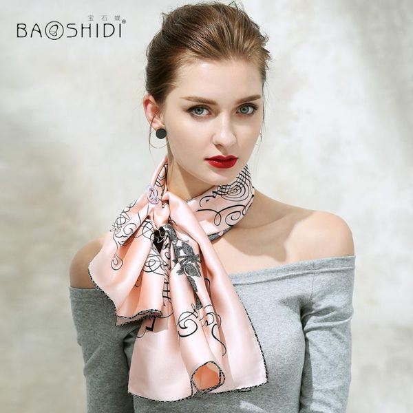 

baoshidi]2020 autumn new arrival 100% silk 16m/ thick fashion square scarf, designer scarves women, hand rolled, Blue;gray
