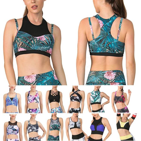 

gym clothing breathable push up yoga women's halter fitness running workout sports bra sportswear outdoor exercise clothes, White;black