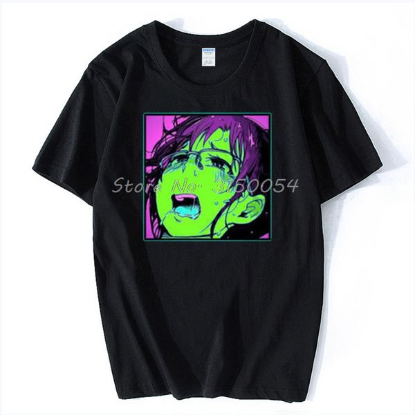 

очки ahegao поп-арт японский comic hentai sexy teacher стиль черная футболка мужчины хлопок tshirt anime тис топы harajuku
