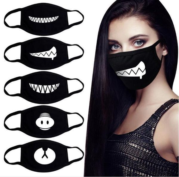 

fast dhl ship party cute teeth smile bear mask winter mask creative cotton cool travel face cover men women kpop mask decorative black props